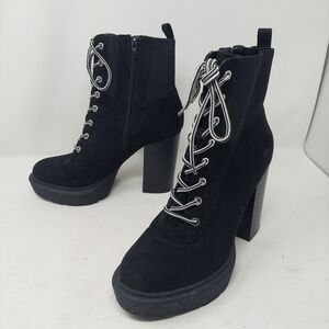 Mix No 6 Black High Heeled Platform Lace Up Ankle Boots Gothic Punk Size 10